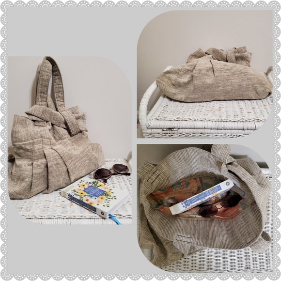 Natural Cream Woven Market Large Tote Weekender Shoulder Beach Bag - Picture 4 of 5